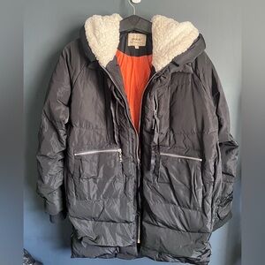 OROLAY XL Black Puffer Jacket with Orange Lining